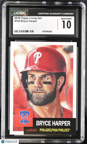 2019 Topps Living Set Bryce Harper #163 CGC 10 Philadelphia Phillies