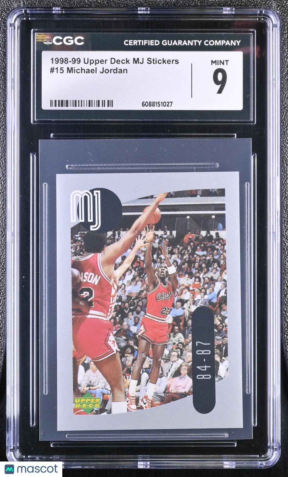 1998 Upper Deck MJ Stickers Michael Jordan #15 CGC 9 Chicago Bulls