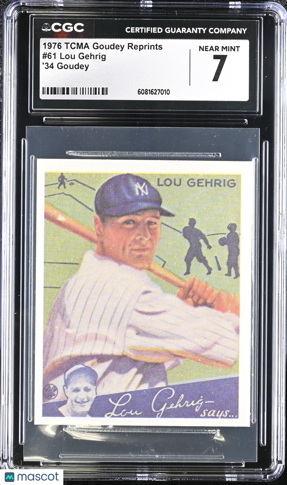 1976 Tcma Goudey Reprints Lou Gehrig '34 Goudey #61 CGC 7 New York Yankees