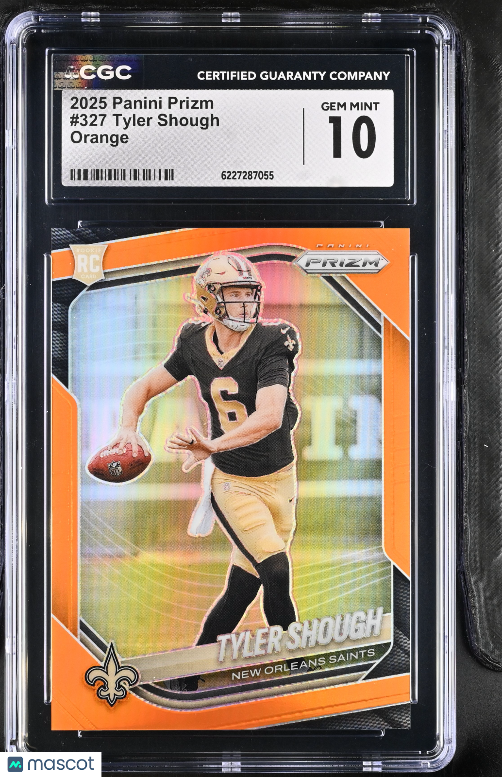 2025 Panini Prizm Tyler Shough Orange /249 Rookie #327 CGC 10 New Orleans Saints
