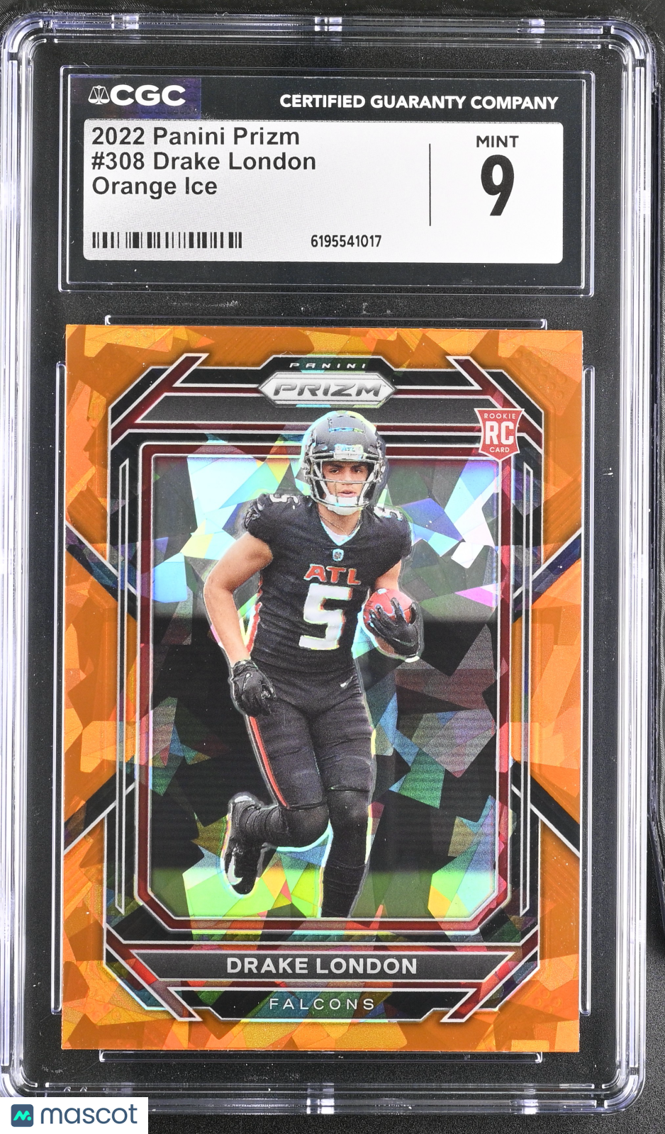2022 Panini Prizm Drake London Orange Ice Rookie #308 CGC 9 Atlanta Falcons