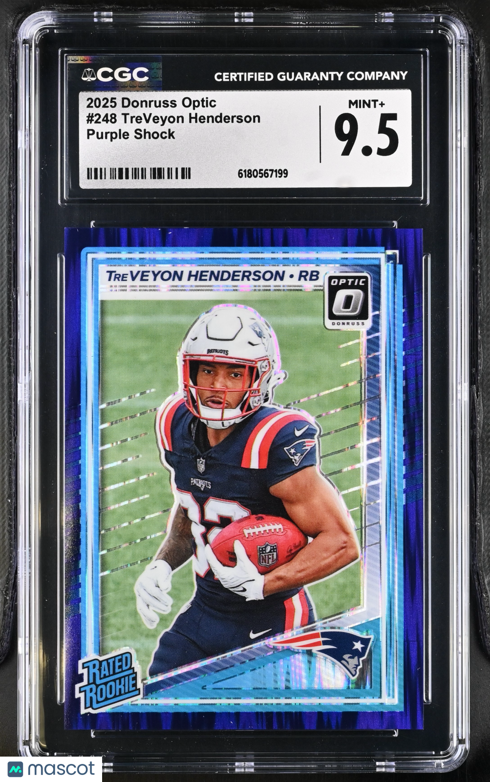 2025 Donruss Optic TreVeyon Henderson Purple Shock Rookie #248 CGC 9.5 Patriots
