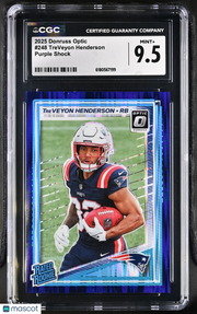 2025 Donruss Optic TreVeyon Henderson Purple Shock Rookie #248 CGC 9.5 Patriots