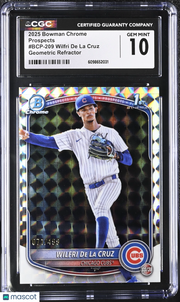 2025 Bowman Chrome Wilfri De La Cruz Geometric /499 Rookie #BCP-209 CGC 10 Cubs