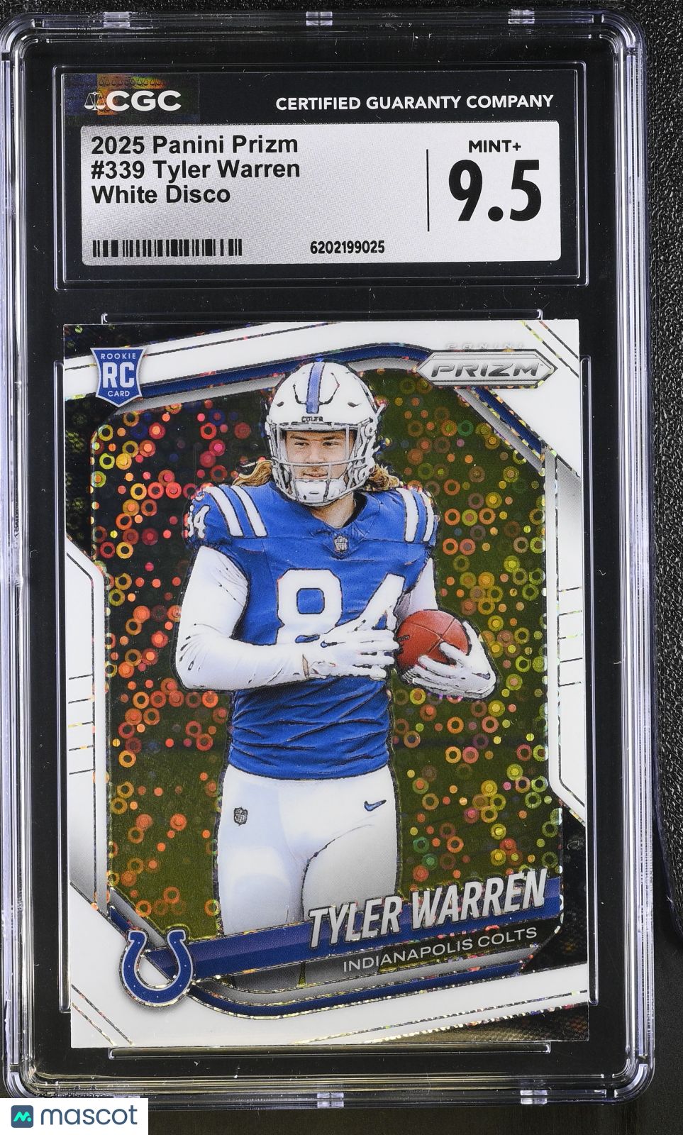 2025 Panini Prizm Tyler Warren White Disco Rookie #339 CGC 9.5 Colts