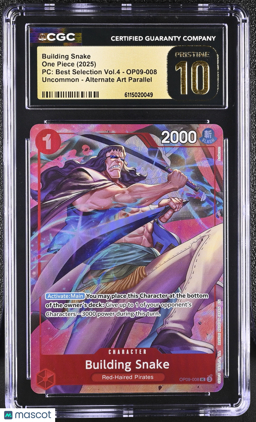 2025 One Piece PC: Best Selection Vol.4 Building Snake CGC 10 #OP09-008 Pristine