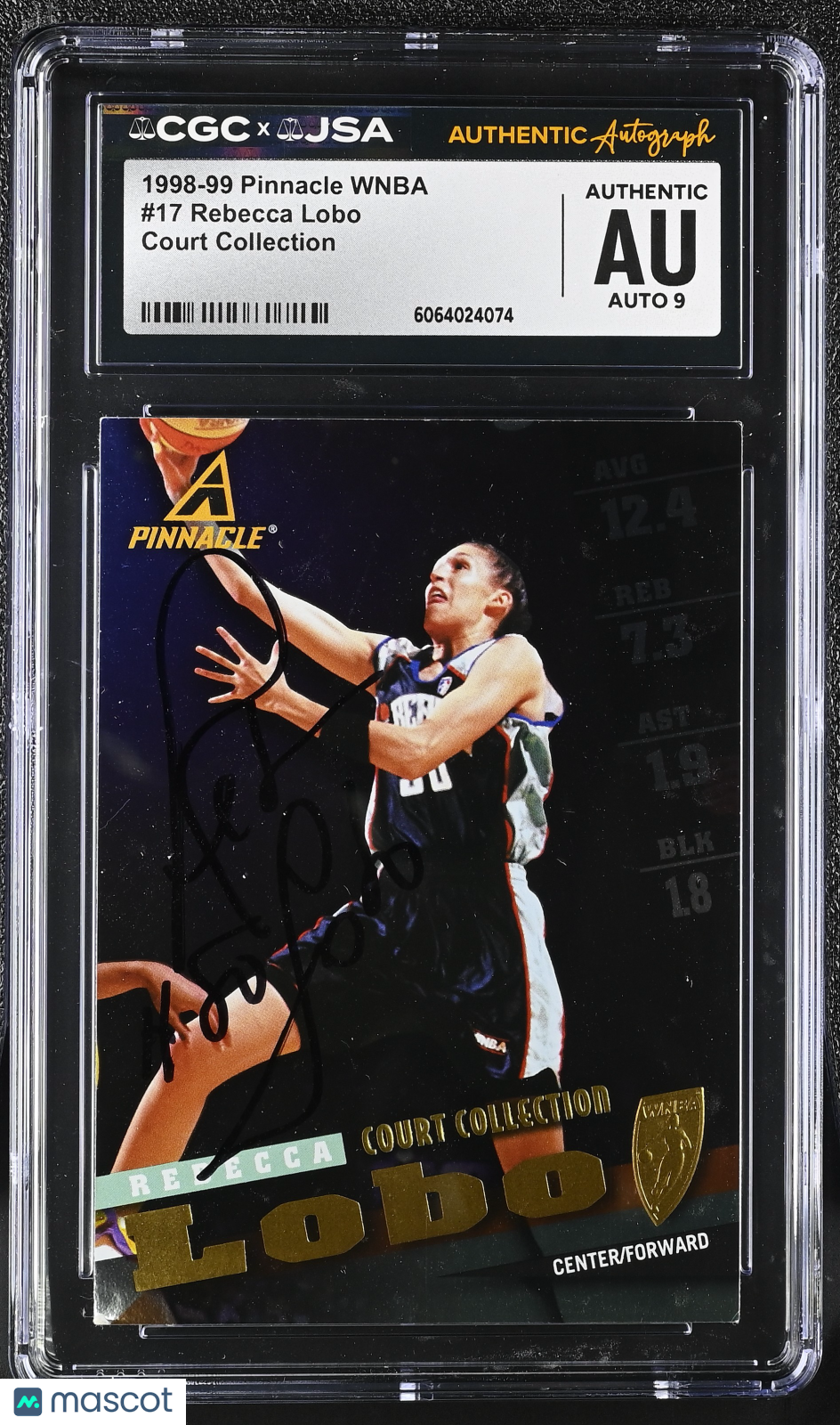1998-99 Pinnacle WNBA Rebecca Lobo Court Collection Auto CGC Authentic Liberty