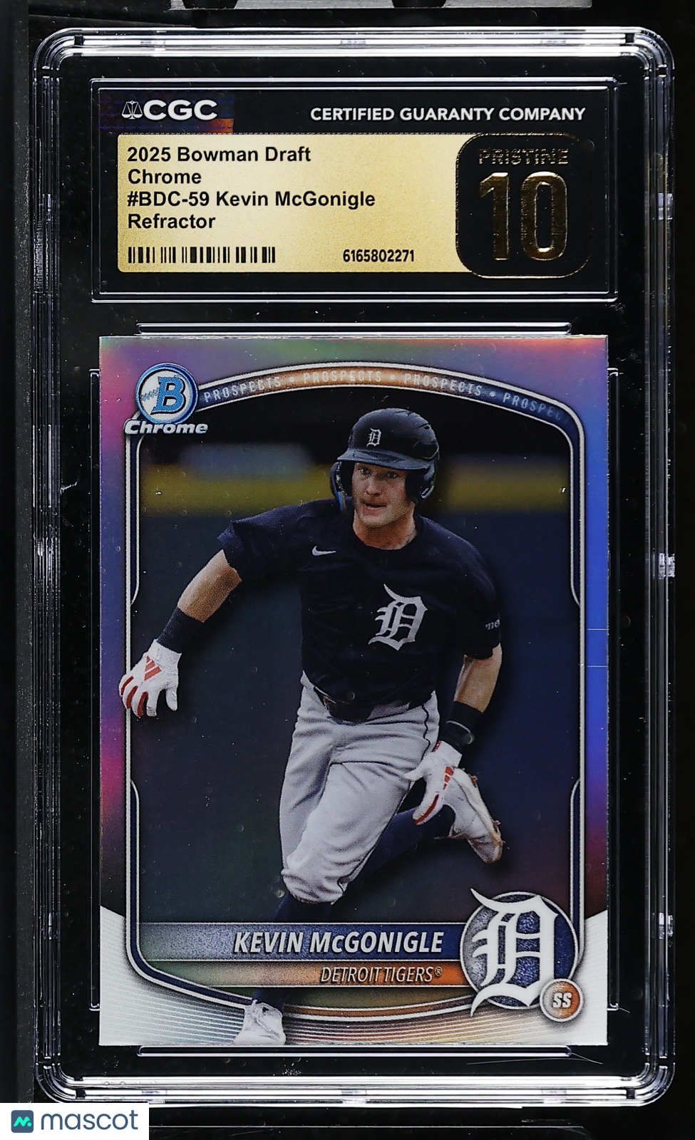 2025 Bowman Draft Kevin McGonigle Refractor Chrome BDC-59 CGC 10 Pristine Tigers