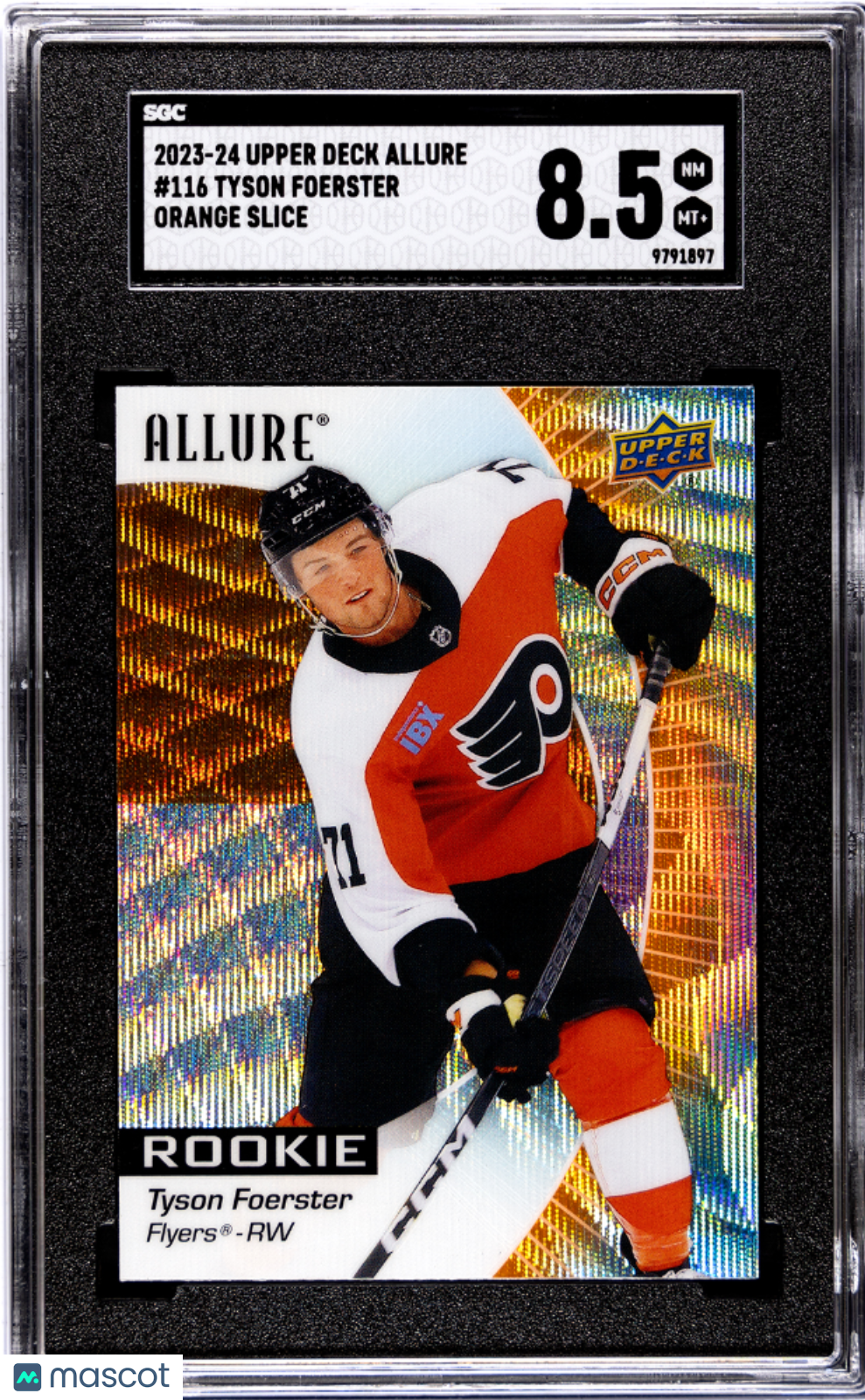 2023-24 Upper Deck Allure Tyson Foerster Orange Slice Rookie #116 SGC 8.5 Flyers