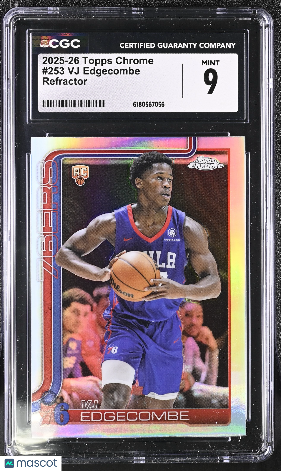 2025-26 Topps Chrome VJ Edgecombe Refractor Rookie #253 CGC 9 Philadelphia 76ers
