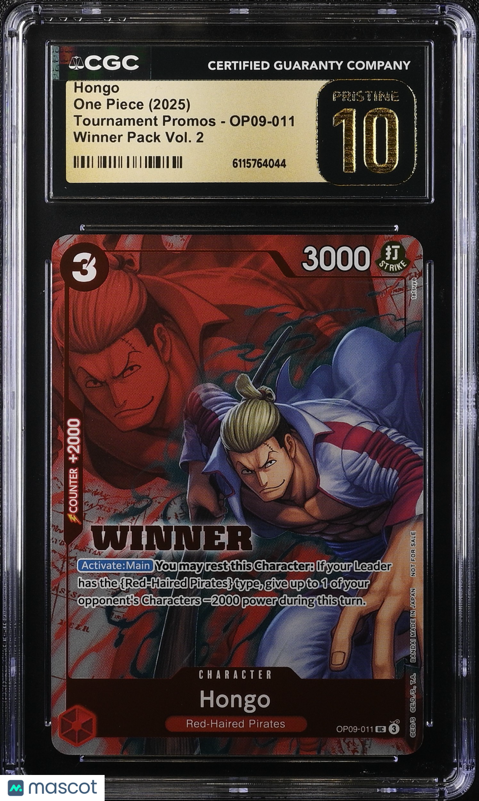 One Piece Tournament Promos Hongo Winner Pack Vol.2 CGC 10 #OP09-011 Pristine