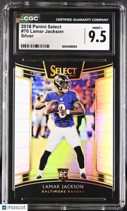 2018 Panini Select Lamar Jackson Silver Rookie #70 CGC 9.5 Baltimore Ravens