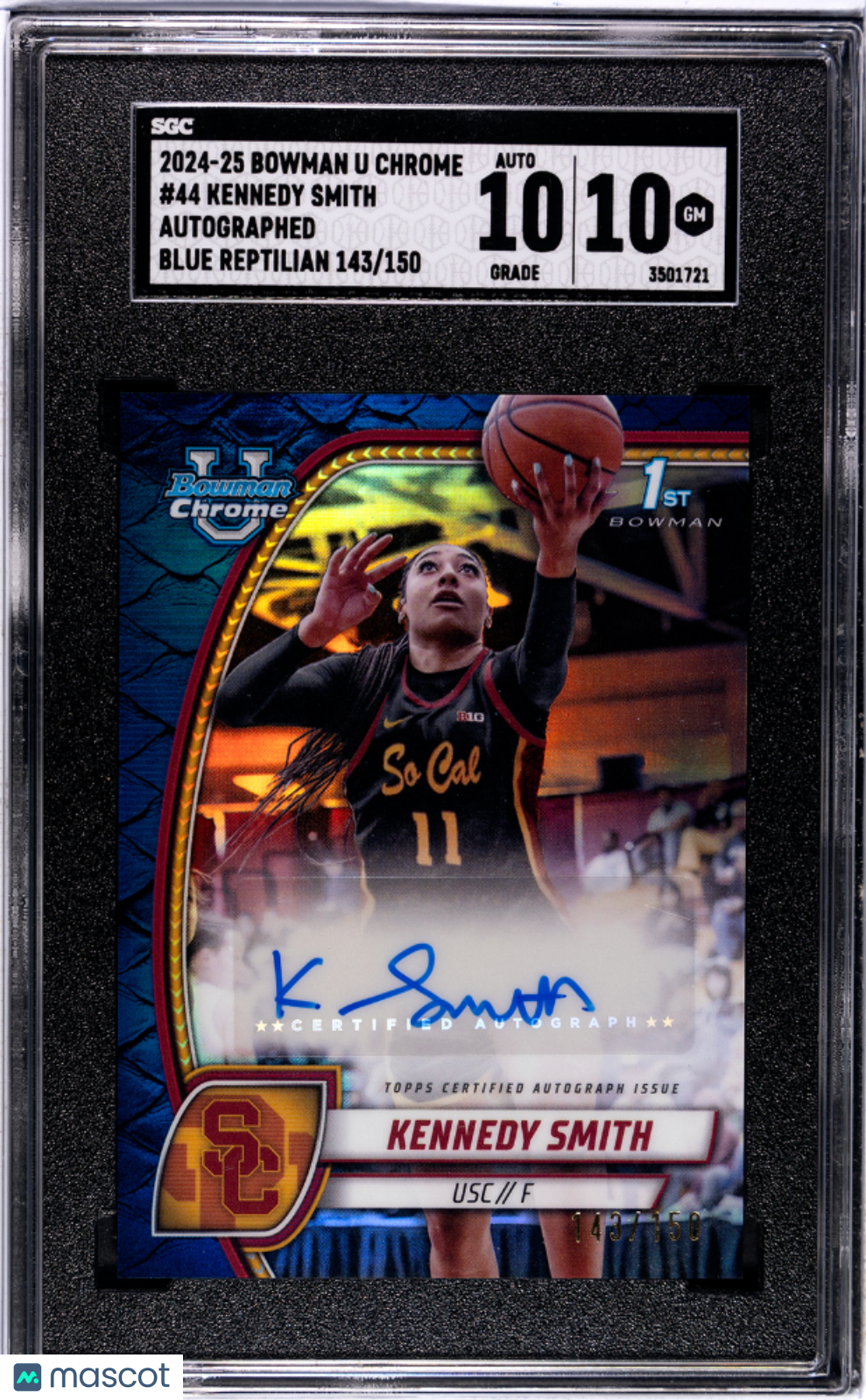 2024 Bowman U Chrome Kennedy Smith Autograph Blue Reptilian 150 #44 SGC 10