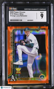 2025 Topps Chrome Mason Miller Orange Lava Refractor /25 #142 CGC 9 Athletics