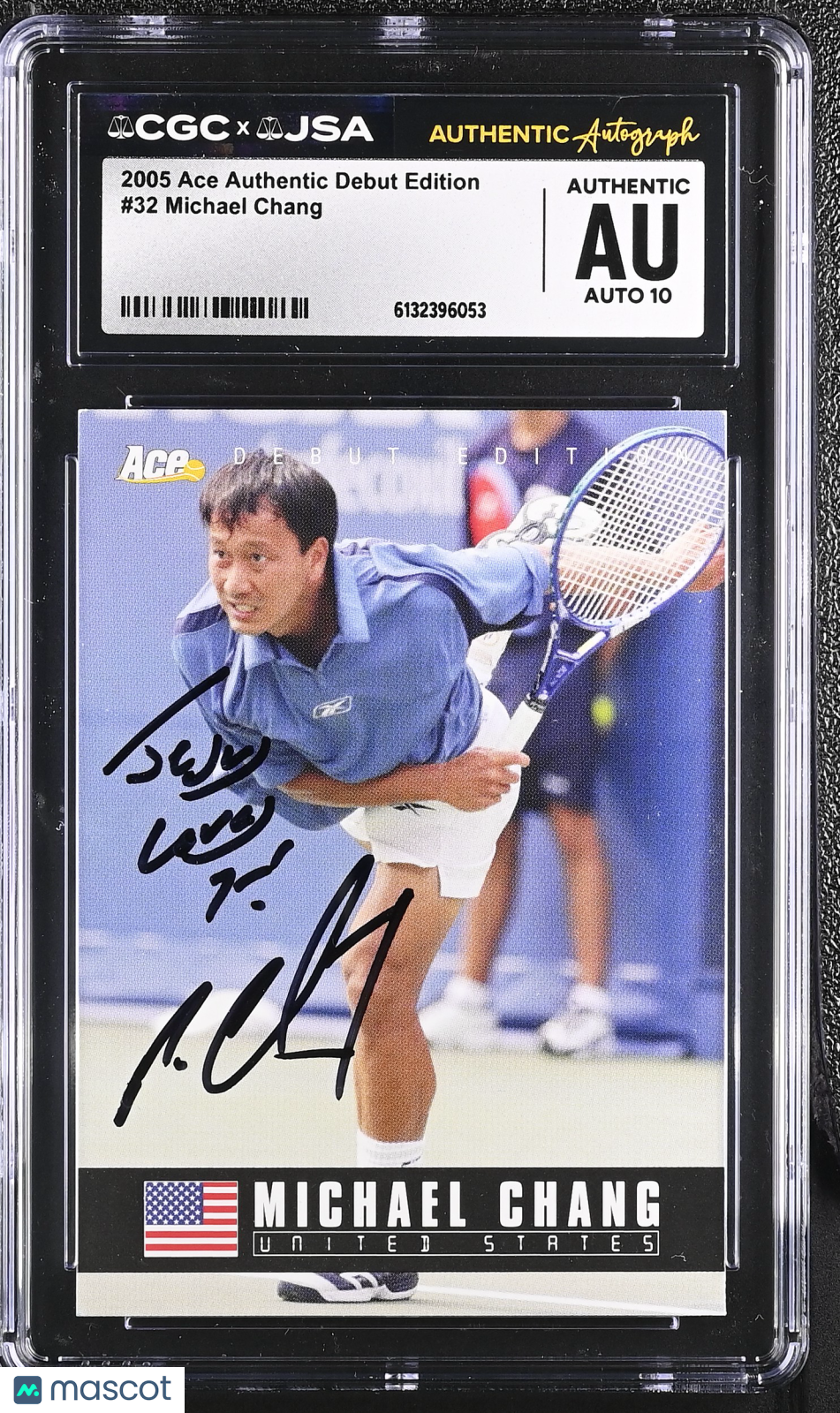 2005 Ace Authentic Debut Edition Michael Chang Auto #32 CGC Authentic JSA
