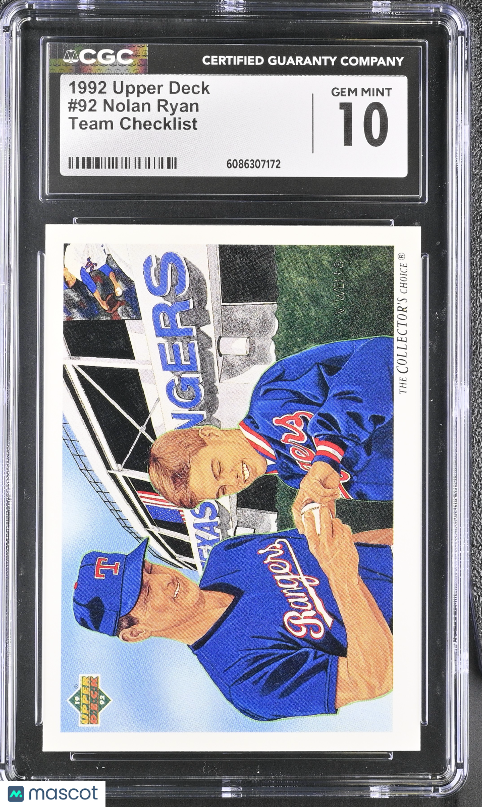 1992 Upper Deck Nolan Ryan Team Checklist #92 CGC 10 Texas Rangers