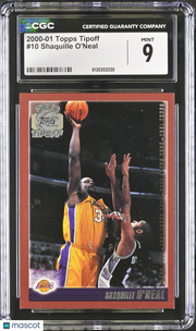 2000-01 Topps Tipoff Shaquille O'Neal #10 CGC 9 Los Angeles Lakers