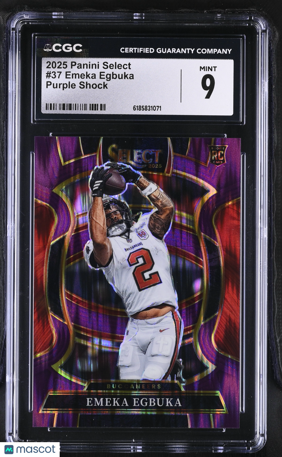 2025 Panini Select Emeka Egbuka Purple Shock /699 Rookie #37 CGC 9 Buccaneers