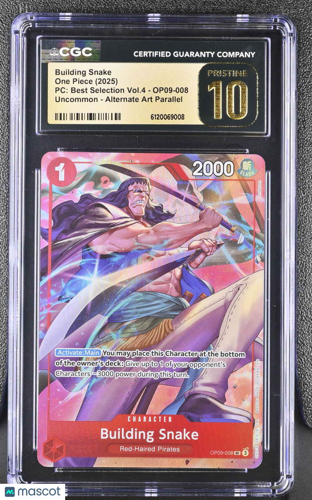2025 One Piece PC: Best Selection Vol.4 Building Snake CGC 10 #OP09-008