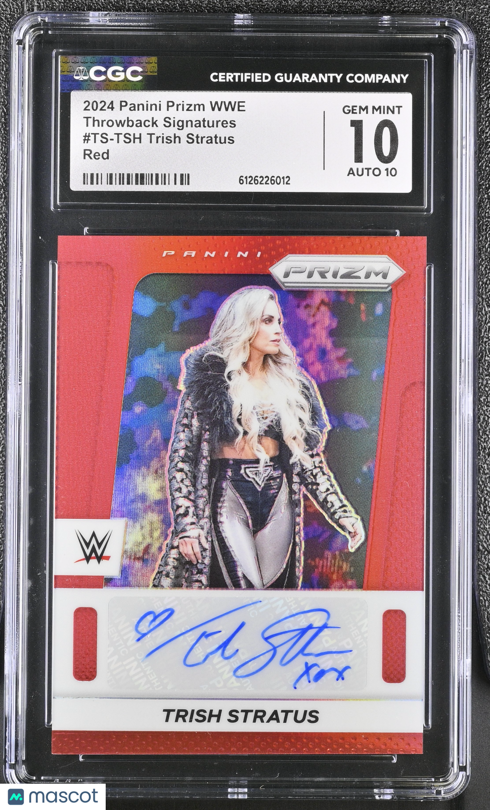 2024 Panini Prizm WWE Trish Stratus Red /99 Throwback Signatures #TS-TSH CGC 10