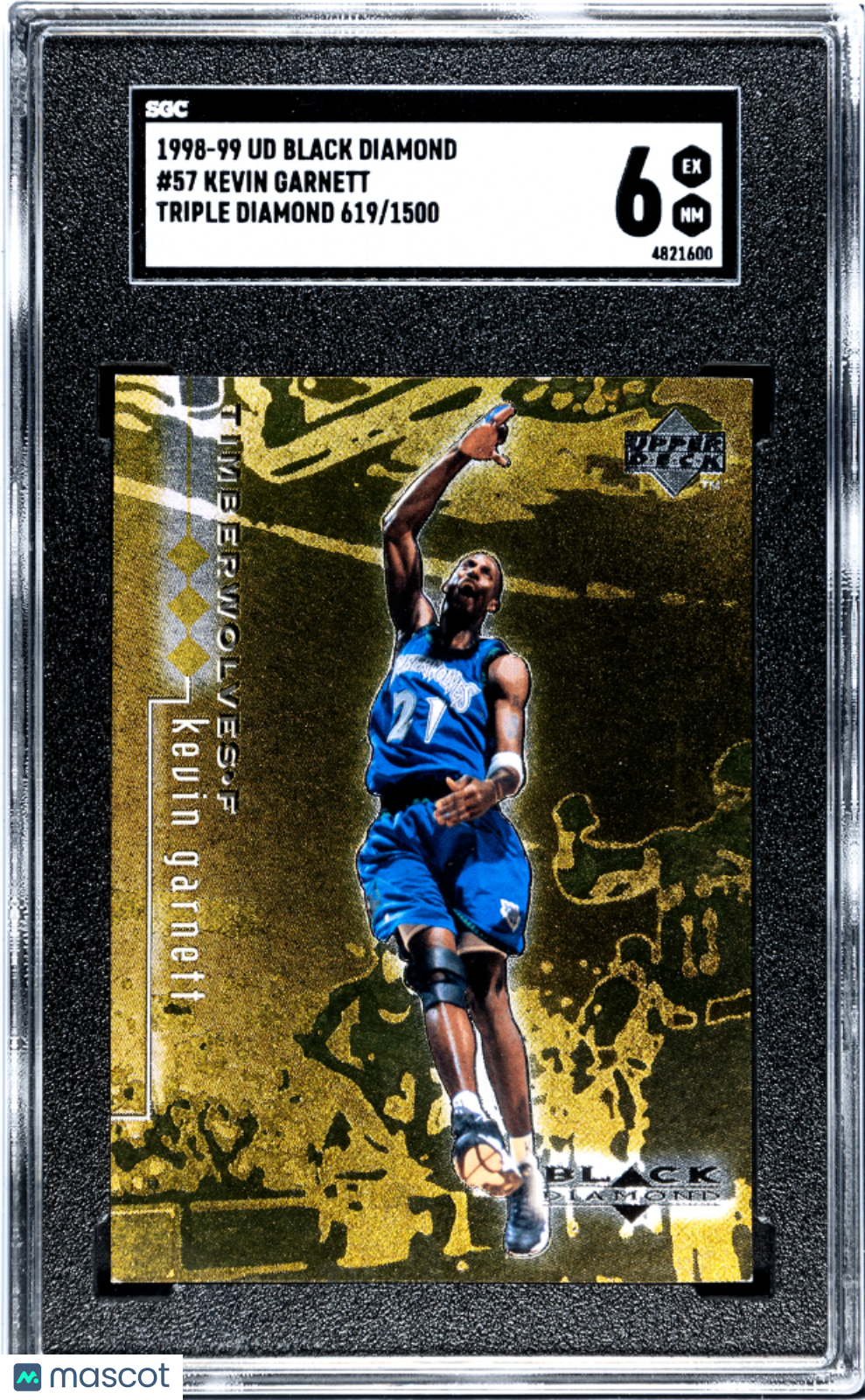 1998 Upper Deck Black Diamond Kevin Garnett #57 Triple 1500 SGC 6
