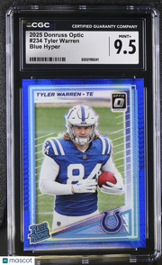 2025 Donruss Optic Tyler Warren Blue Hyper Rookie #234 CGC 9.5 Colts