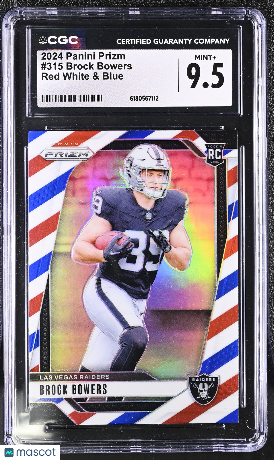 2024 Panini Prizm Brock Bowers Red White & Blue Rookie #315 CGC 9.5 Raiders