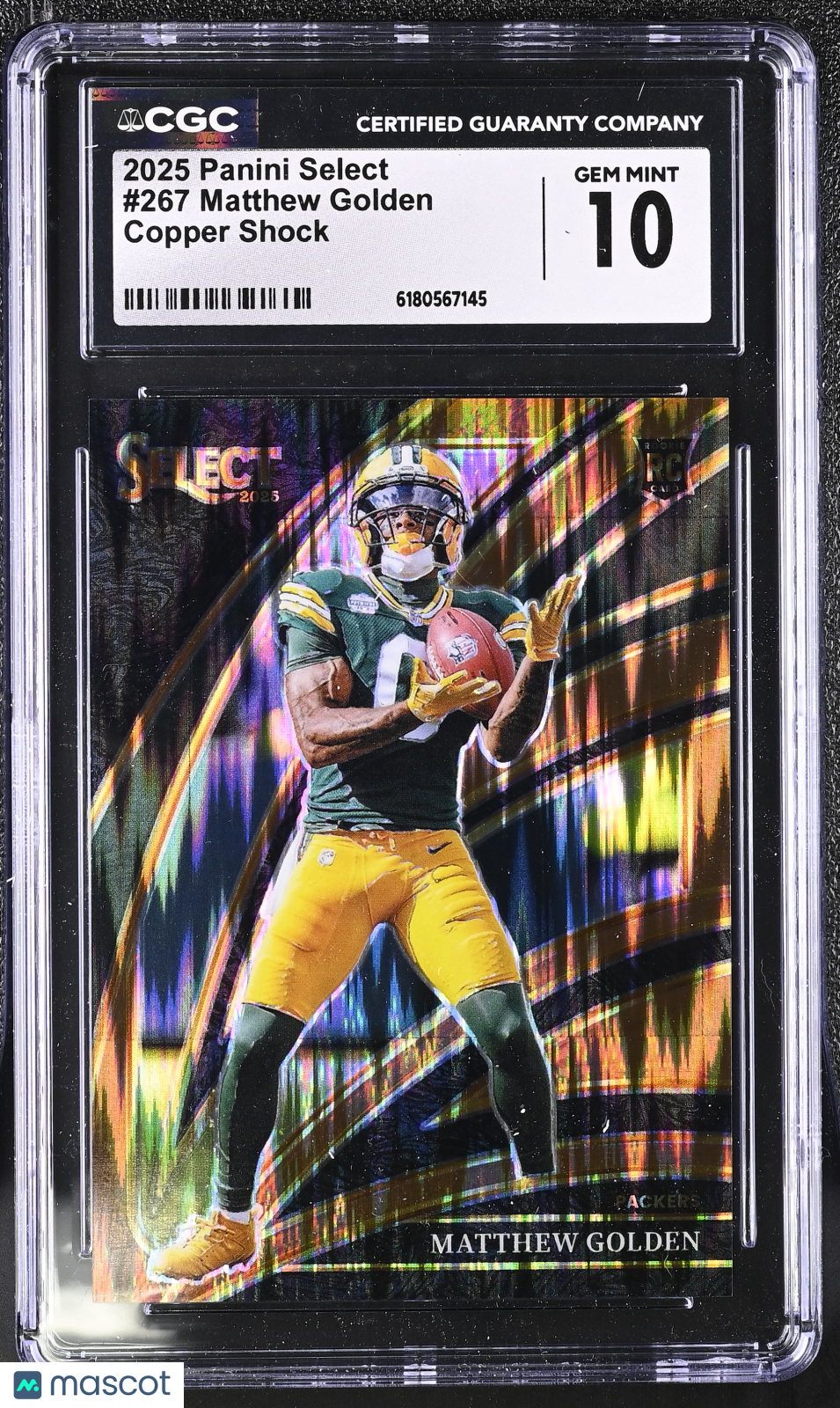 2025 Panini Select Matthew Golden Copper Shock /699 Rookie #267 CGC 10 Packers