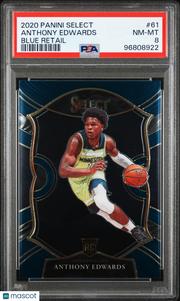 2020 Panini Select Anthony Edwards Blue Retail Rookie #61 PSA 8 Timberwolves