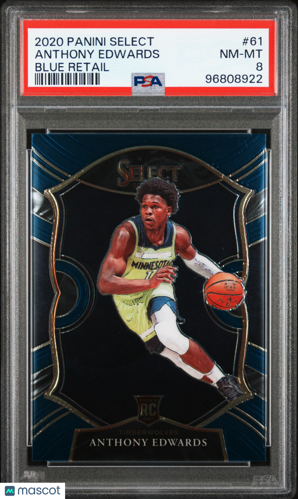 2020 Panini Select Anthony Edwards Blue Retail Rookie #61 PSA 8 Timberwolves