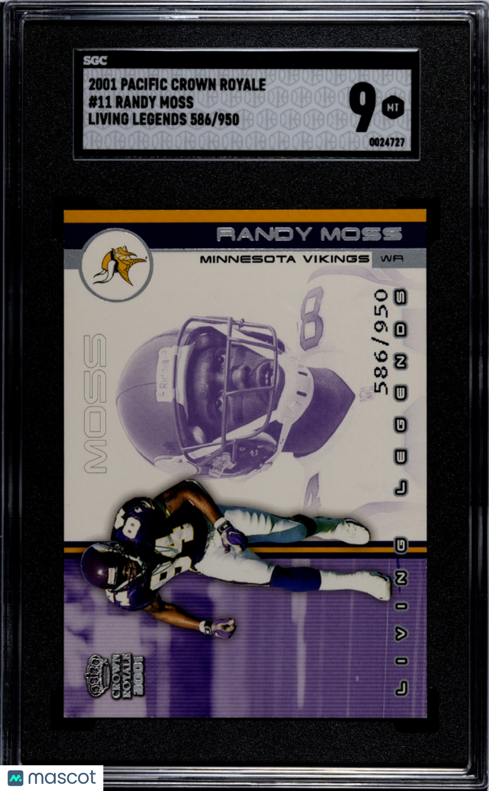 2001 Pacific Crown Royale Randy Moss Living Legends 950 /950 #11 SGC 9 Vikings