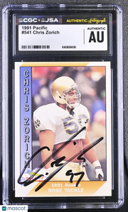 1991 Pacific Chris Zorich Auto Autograph Rookie #541 CGC Authentic Notre Dame