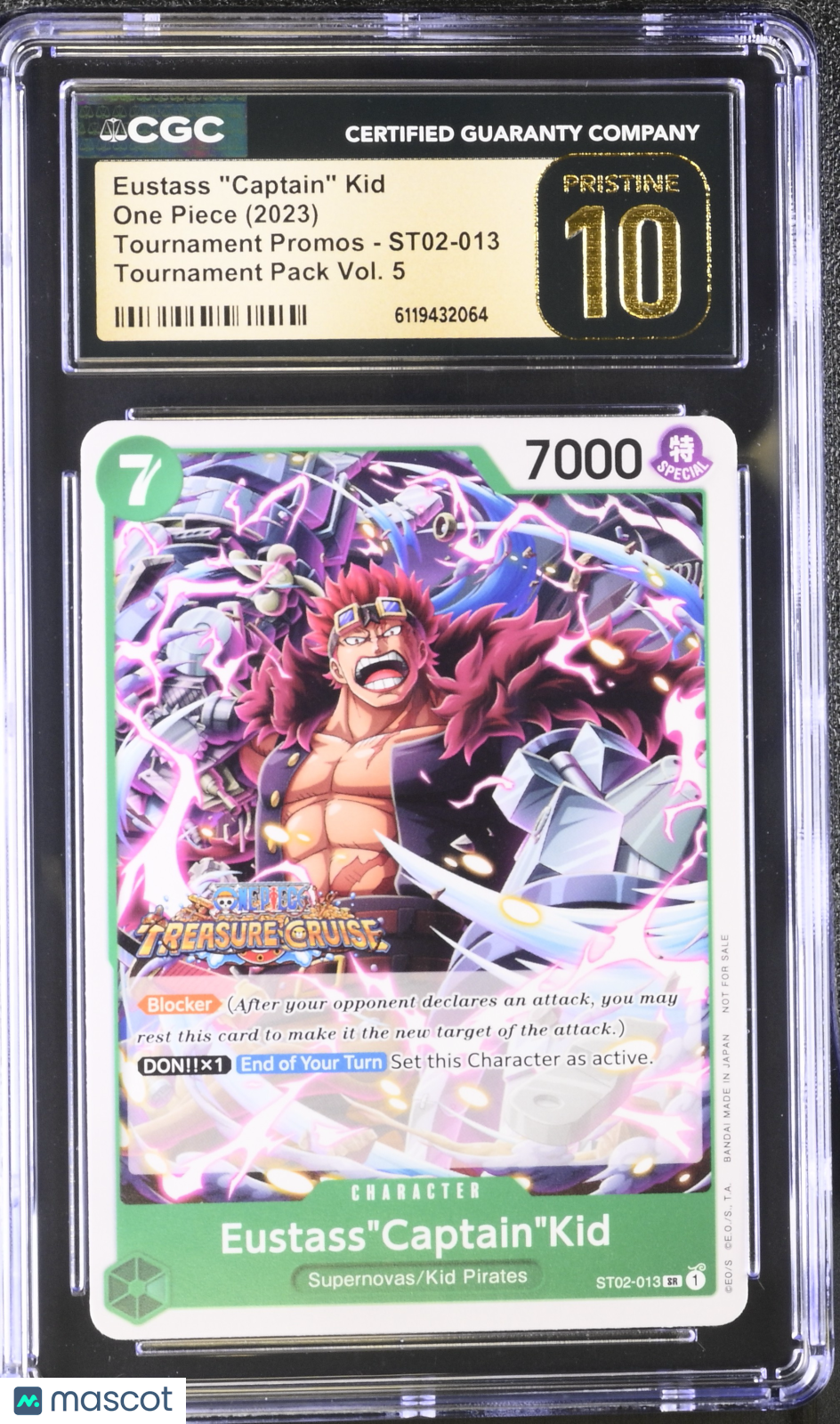 One Piece Tournament Promos Eustass "Captain" Kid Vol.5 CGC 10 Pristine ST02-013