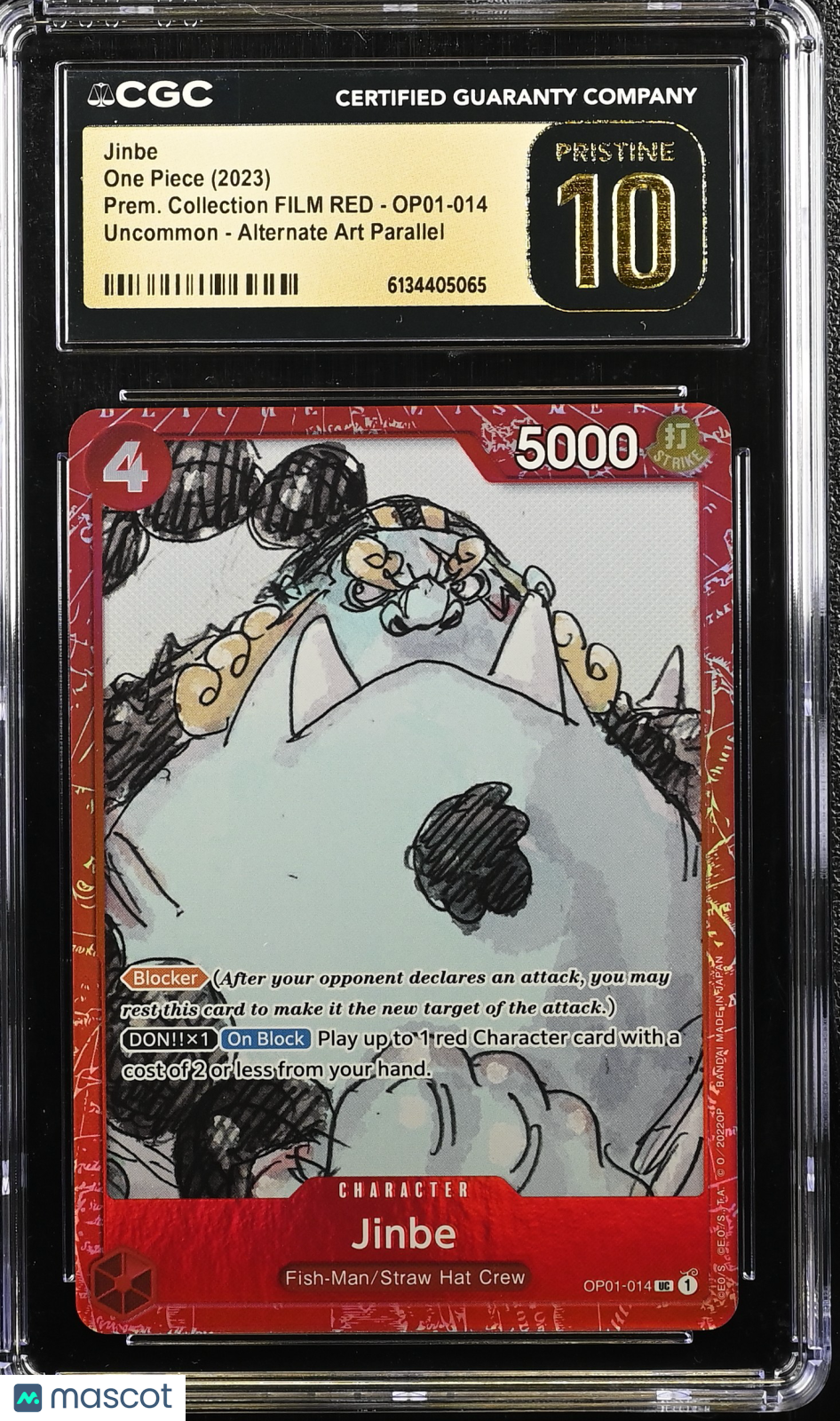 One Piece Premium Coll. Film Red Jinbe Alternate Art CGC 10 #OP01-014 Pristine