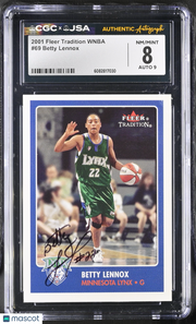 2001 Fleer Tradition WNBA Betty Lennox Auto Autograph #69 CGC 8 JSA Lynx