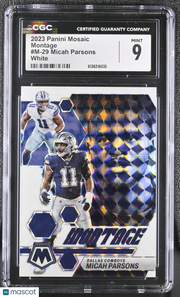 2023 Panini Mosaic Micah Parsons White /25 Montage #M-29 CGC 9 Dallas Cowboys