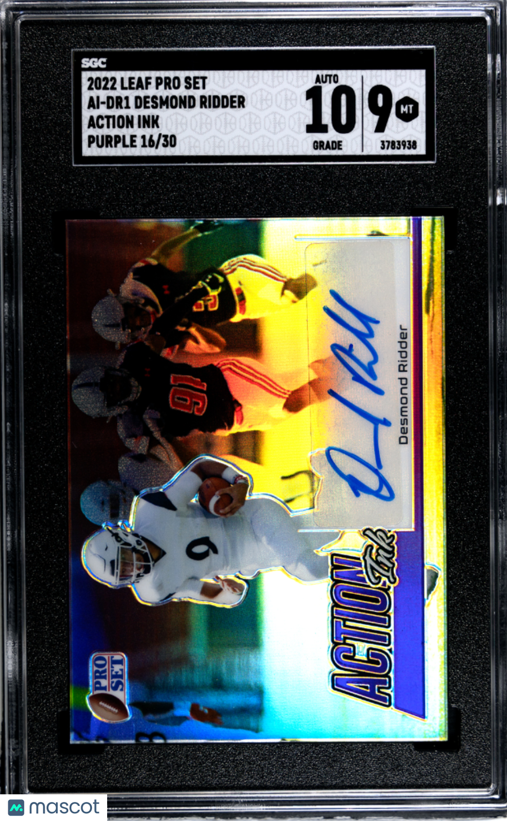 2022 Leaf Pro Set Desmond Ridder Action Ink Purple /30 Rookie SGC 9 Cincinnati