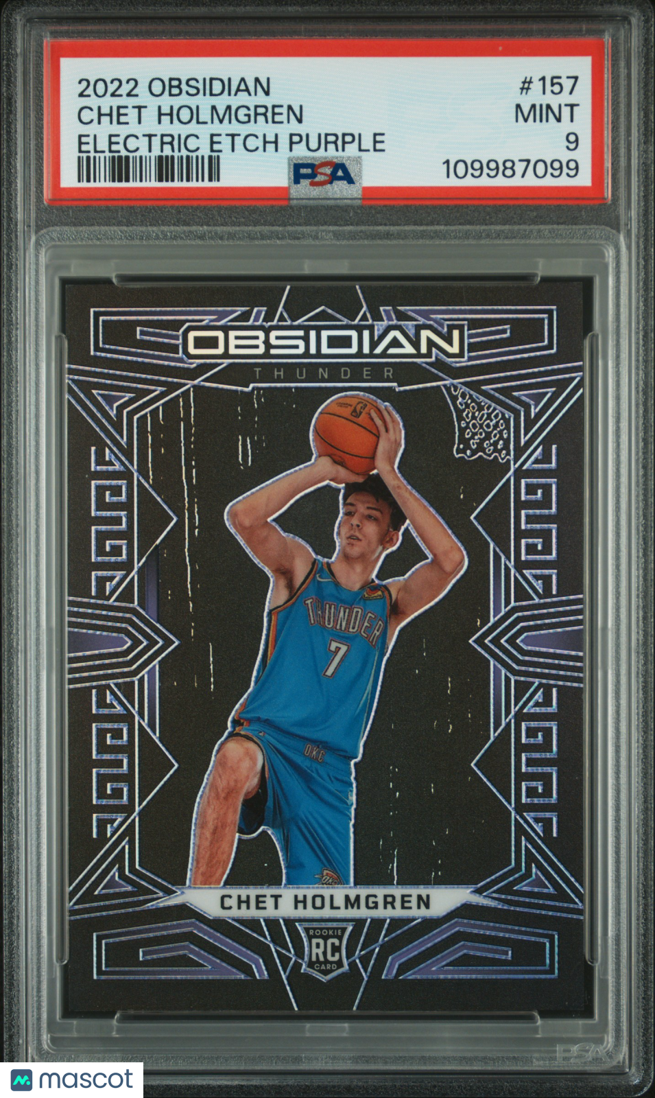 2022 Panini Obsidian Chet Holmgren Electric Purple /99 Rookie #157 PSA 9 Thunder