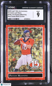 2025 Leaf Anniversary Peyton Manning Red Flood Gold Circles 1/1 CGC 9 Broncos