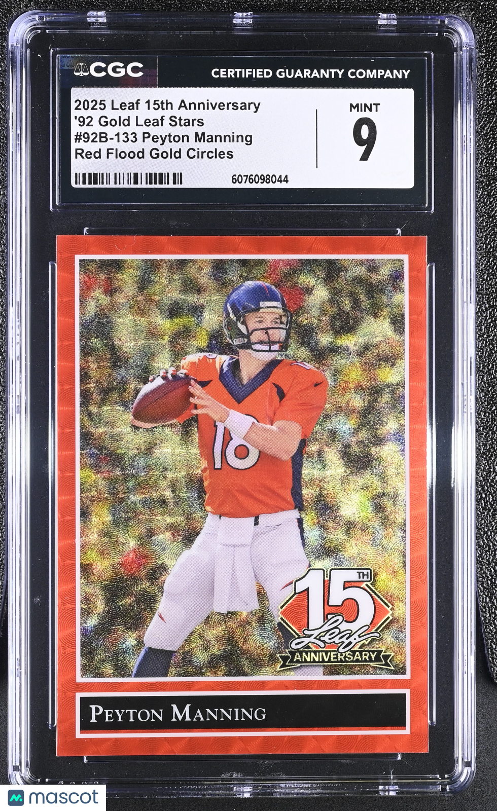 2025 Leaf Anniversary Peyton Manning Red Flood Gold Circles 1/1 CGC 9 Broncos