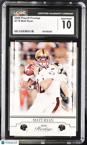 2008 Playoff Prestige Matt Ryan Rookie #179 CGC 10 Atlanta Falcons