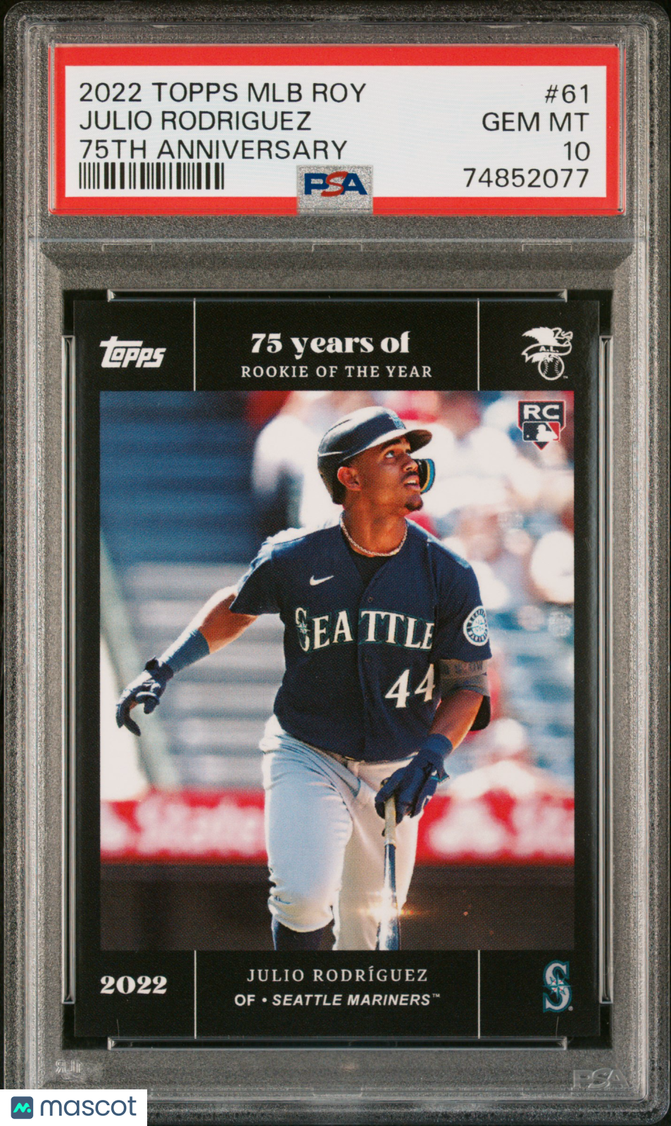 2022 Topps MLB Rookie Of The Year 75th Anniversary Julio Rodriguez #61 PSA 10