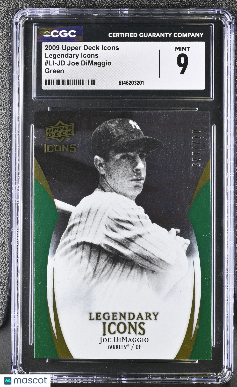 2009 Upper Deck Icons Joe DiMaggio Green Legendary Icons #LI-JD CGC 9 Yankees