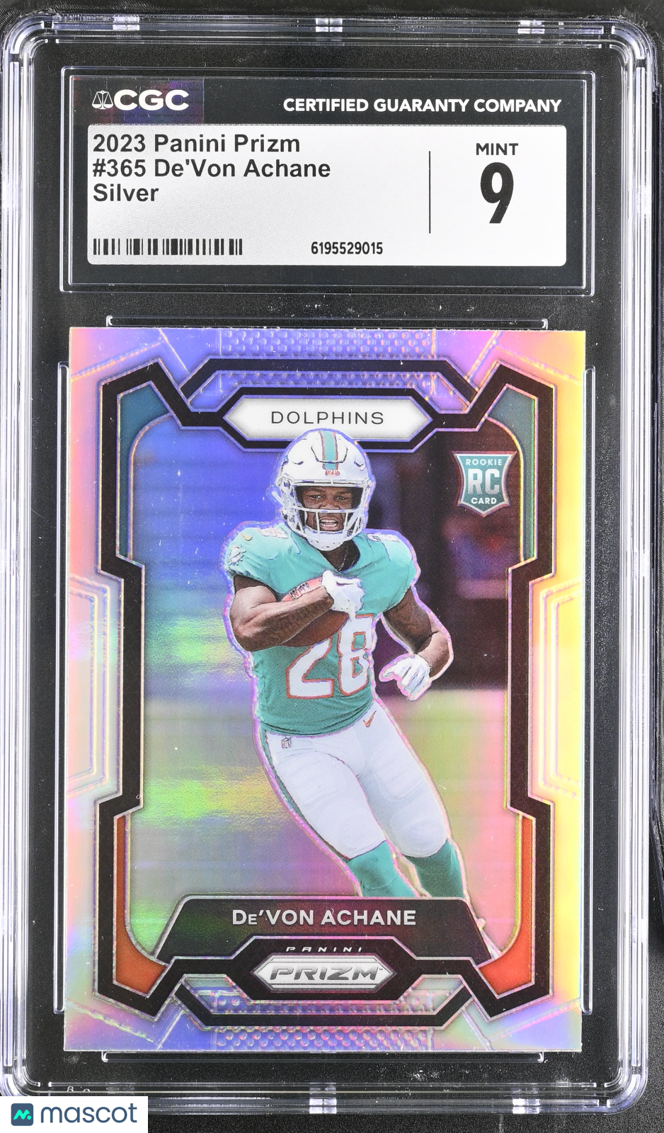 2023 Panini Prizm De'Von Achane Silver #365 CGC 9