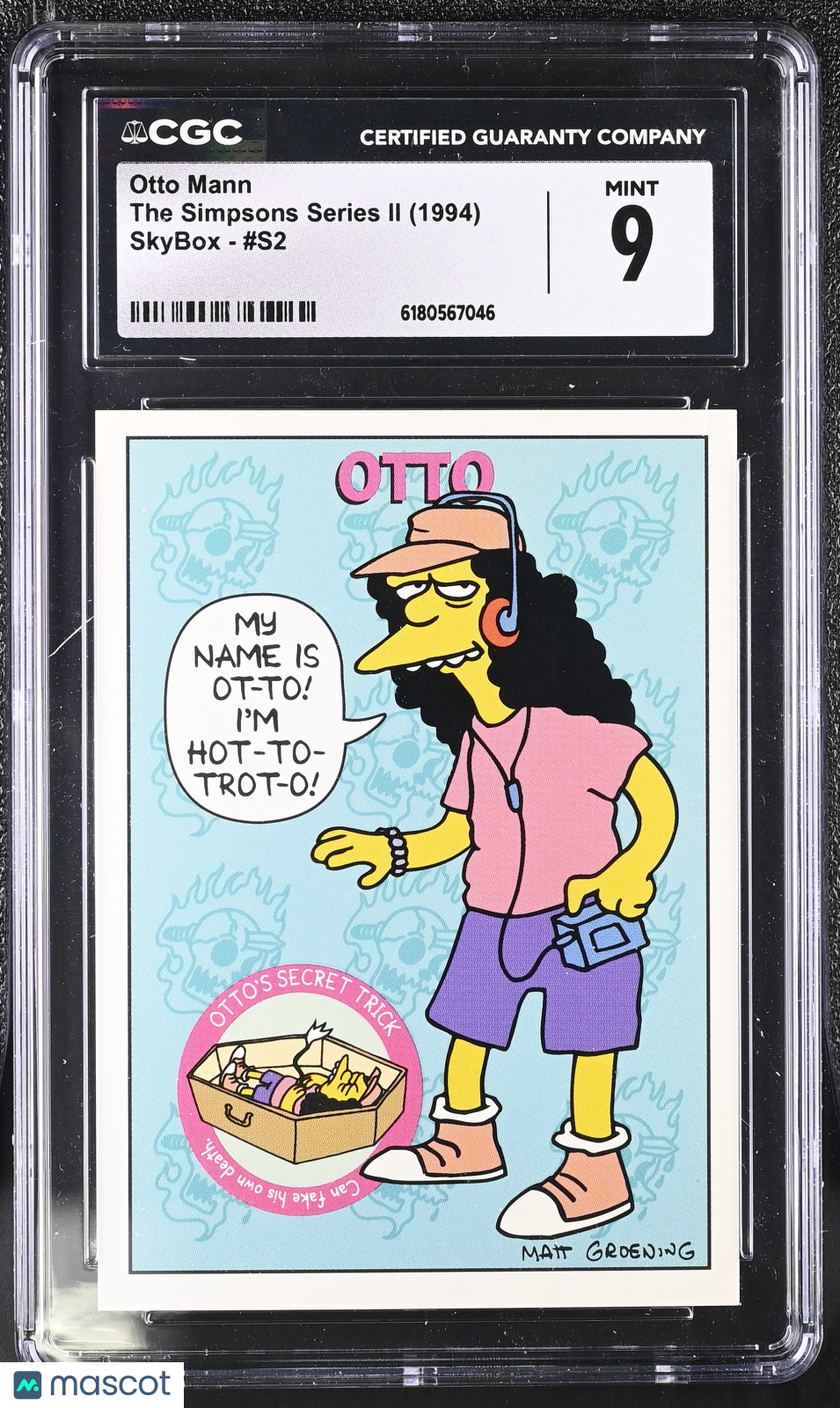 1994 Skybox The Simpsons Series II Otto Mann #S2 CGC 9