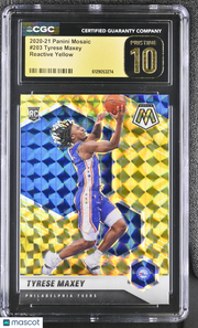 2020-21 Panini Mosaic Tyrese Maxey Reactive Yellow Rookie #203 CGC 10 76ers