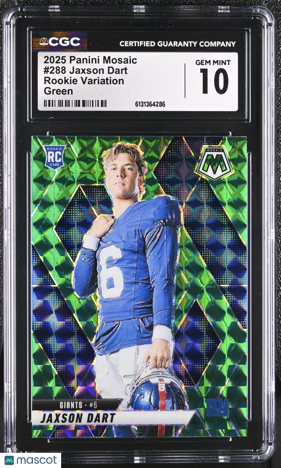 2025 Panini Mosaic Jaxson Dart Rookie Variation Green Rookie #288 CGC 10 Giants