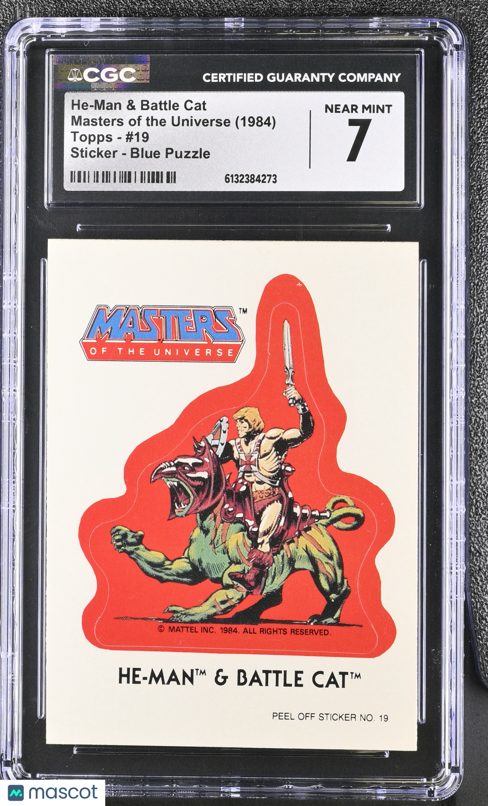 1984 Topps Masters Of The Universe He-Man & Battle Cat Sticker Blue #19 CGC 7
