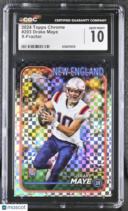2024 Topps Chrome Drake Maye X-Fractor Rookie #203 CGC 10 New England Patriots
