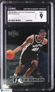 1997-98 Metal Universe Championship Tim Duncan Rookie #72 CGC 9 Spurs
